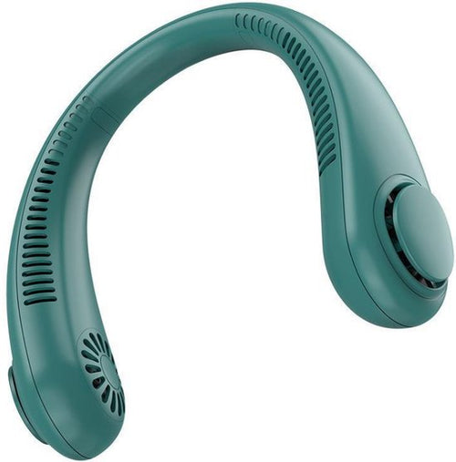 Draagbare Nekventilator Groen – Draadloos & Oplaadbaar – Bladloos Design – 3000mAh Batterij – 3 Standen
