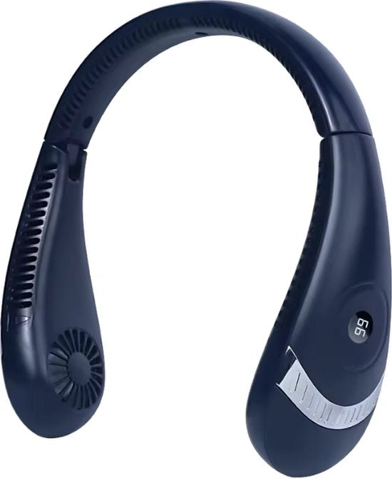 Nekventilator Deluxe Blauw – Draadloos & Oplaadbaar – 5000mAh Batterij – LED Display – 5 Standen